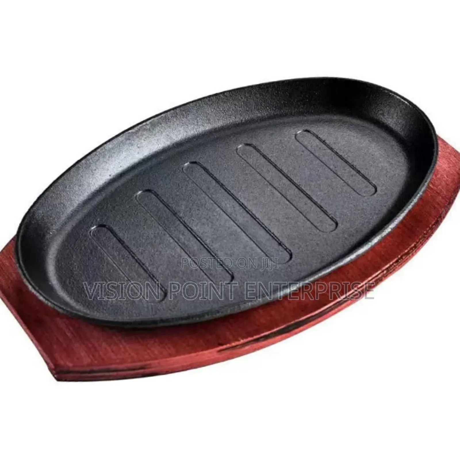 Cast Iron Sizzling Plate With Wooden Base