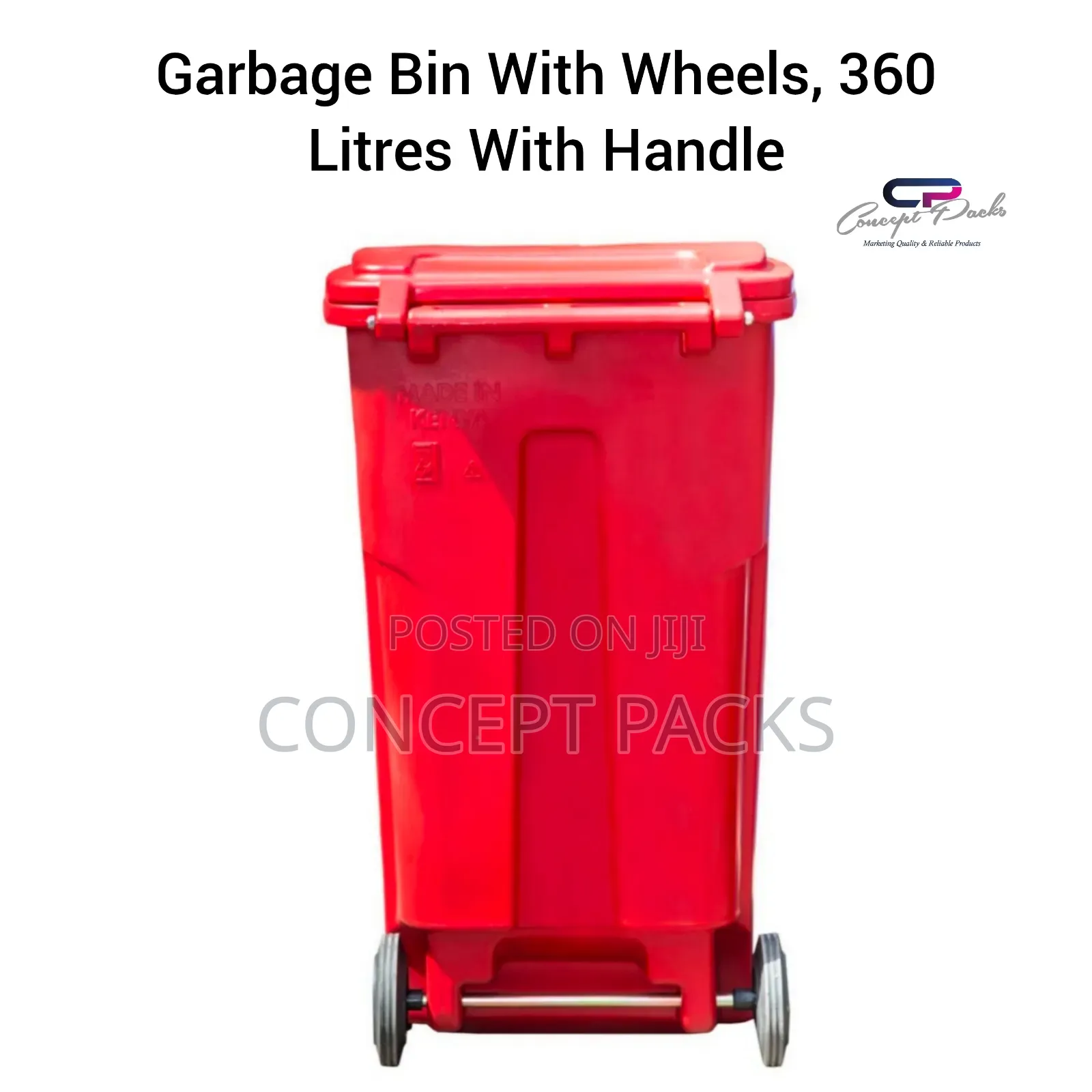 Trash Bin With Wheels, 360 Litres With Handle