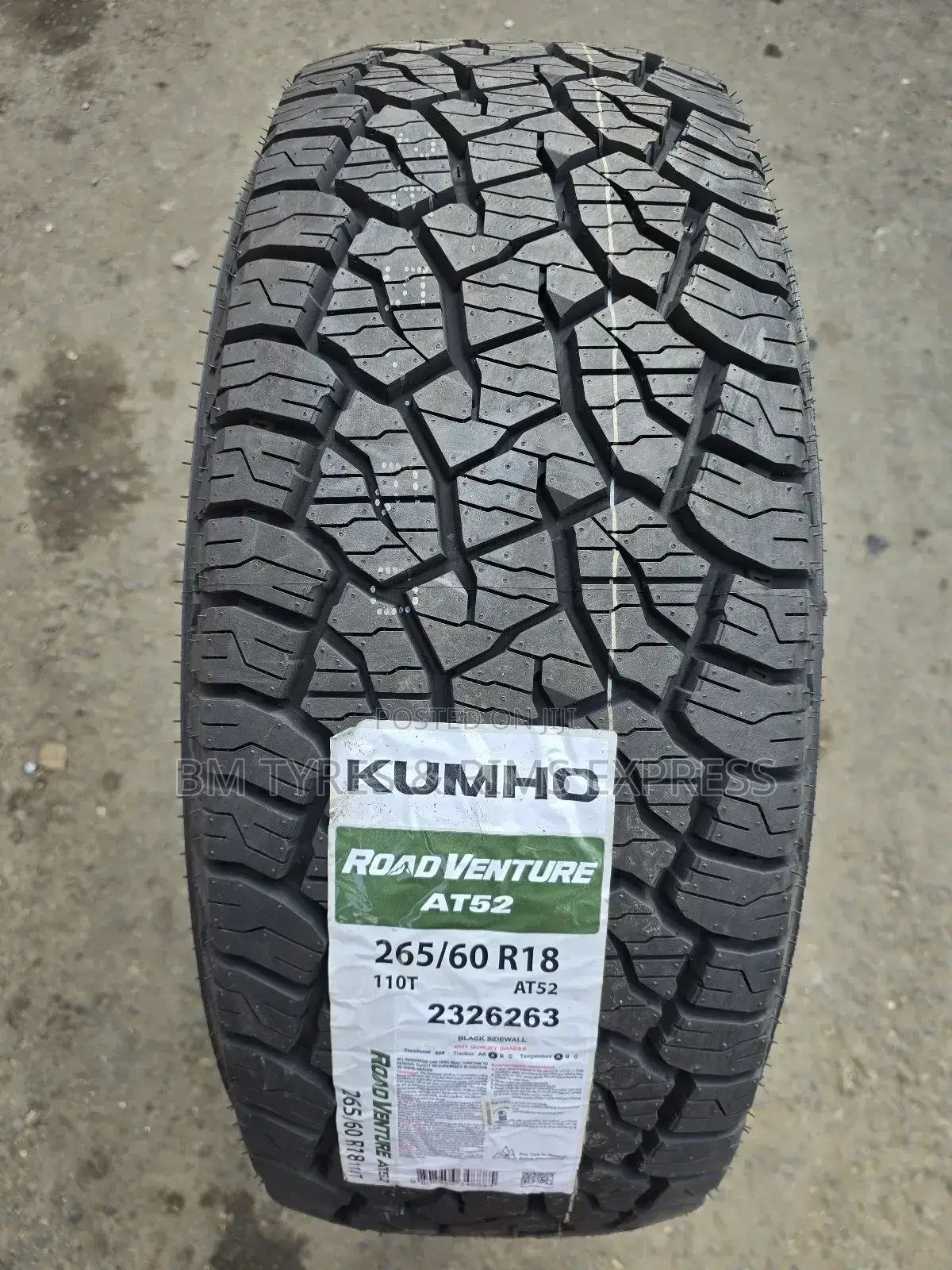 265 /60 R18 Khumo Tyres (All Terrein) Korea.