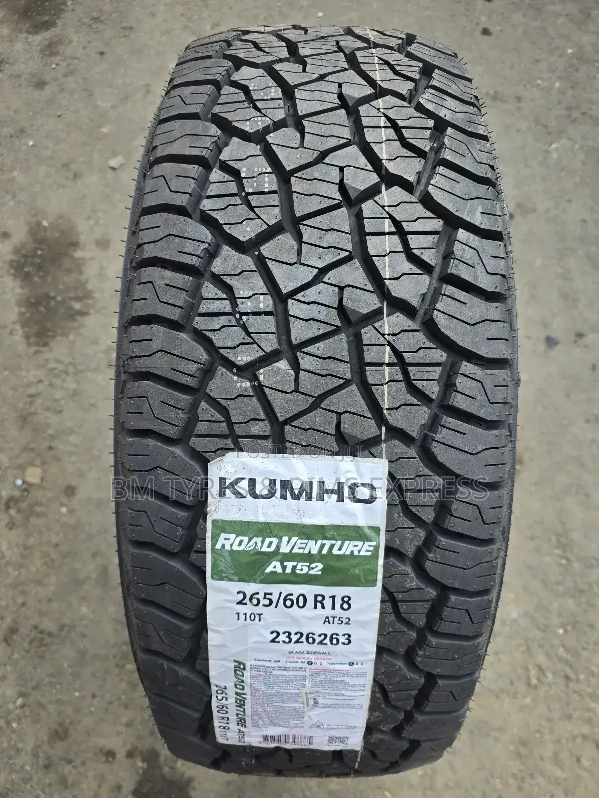 265 /60 R18 Khumo Tyres (All Terrein) Korea.