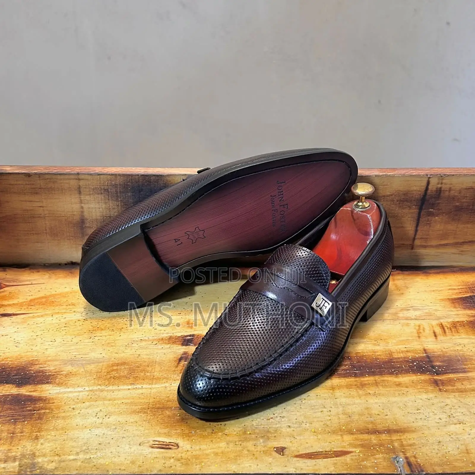 Available John Foster Men's Black/ Brown Leather Loafers. Size 40-46