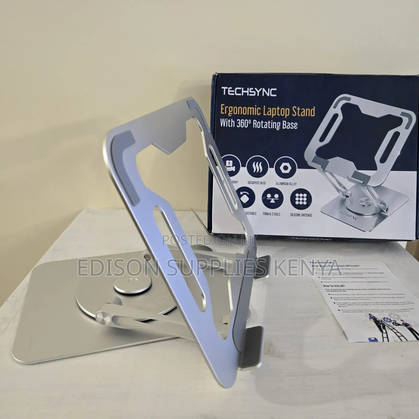 Original Laptop Stand Techsync Aluminium Rotating Base Tablet Holder