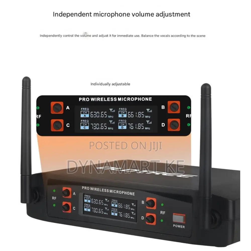 Oldtree Wireless Microphone 4-Channel Uhf Dynamic System