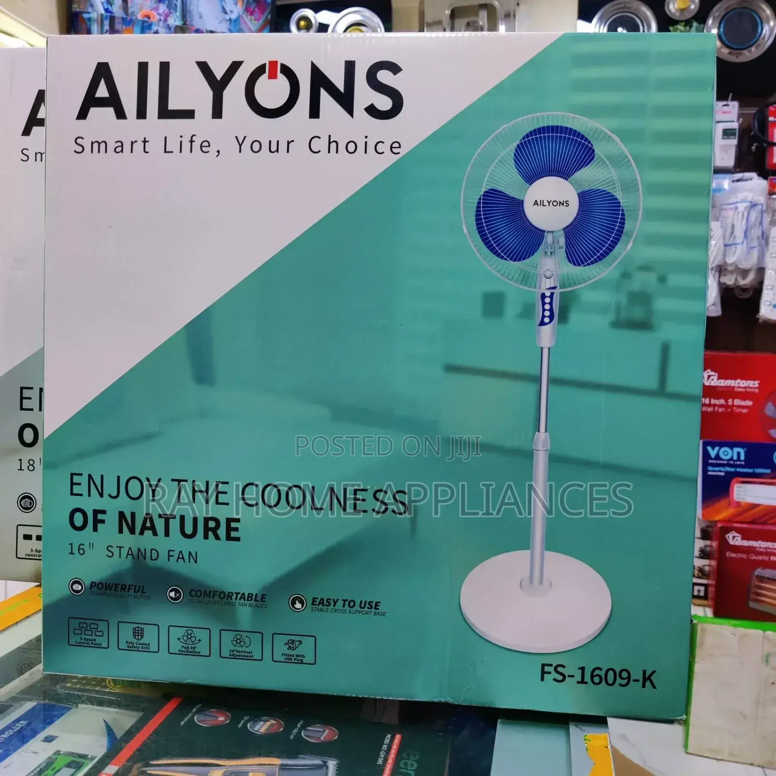 Ailyons 16" Stand Fan, Round Base New Model
