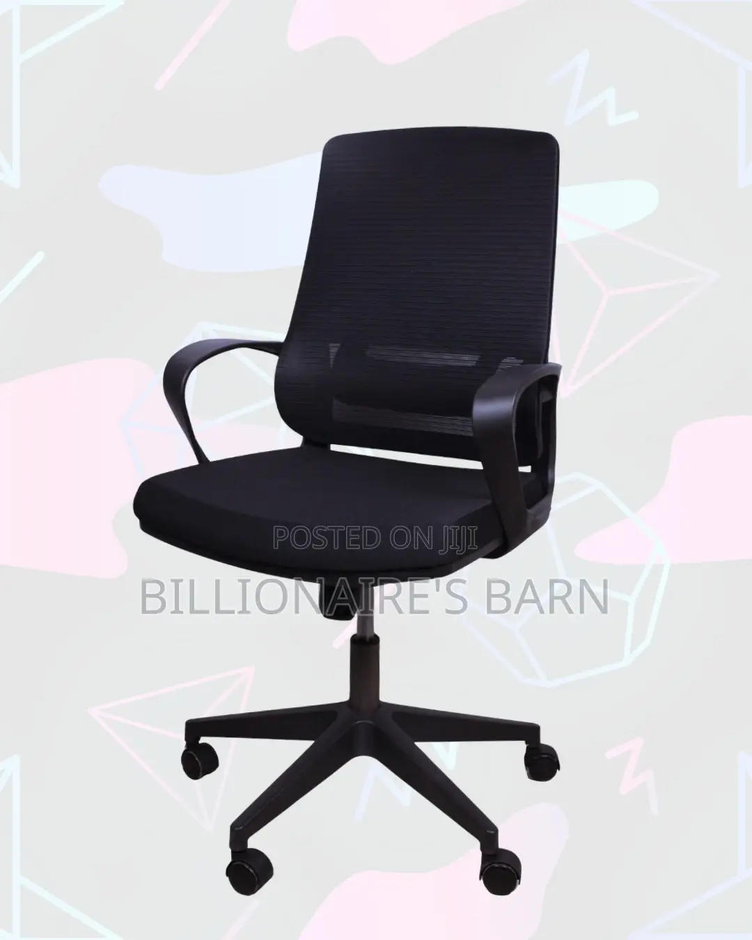 Black Mid-Back Mesh Chair | Smooth Rolling Comfort for Busy Workdays |
