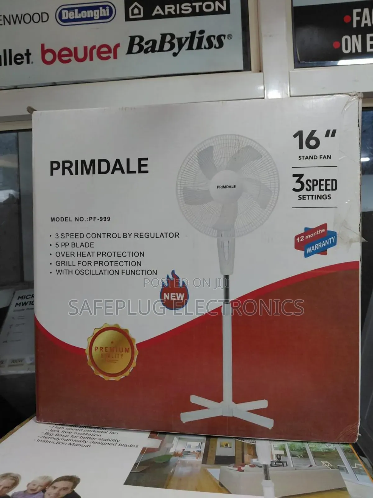 Standing Fan (16 Inch) - Black or White | Ideal for Bedrooms"