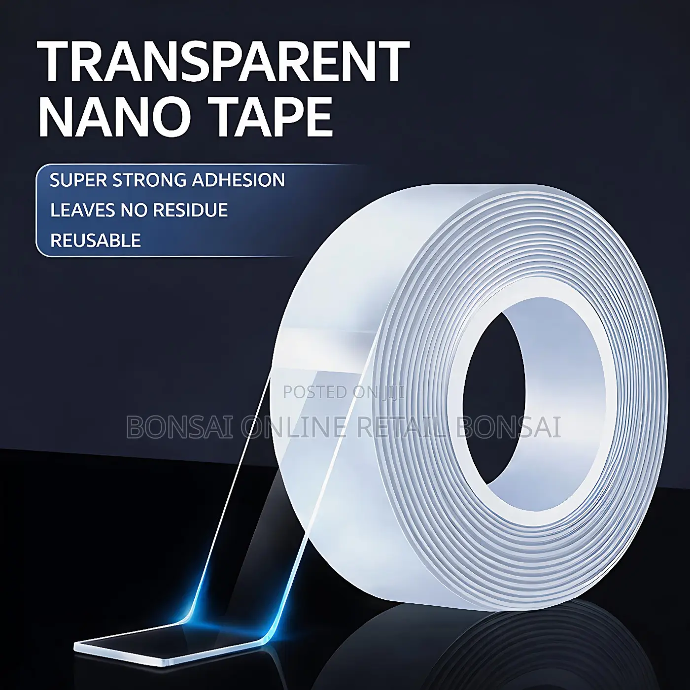 Transparent Nano Double-Sided Tape, Strong Grip, No Residue