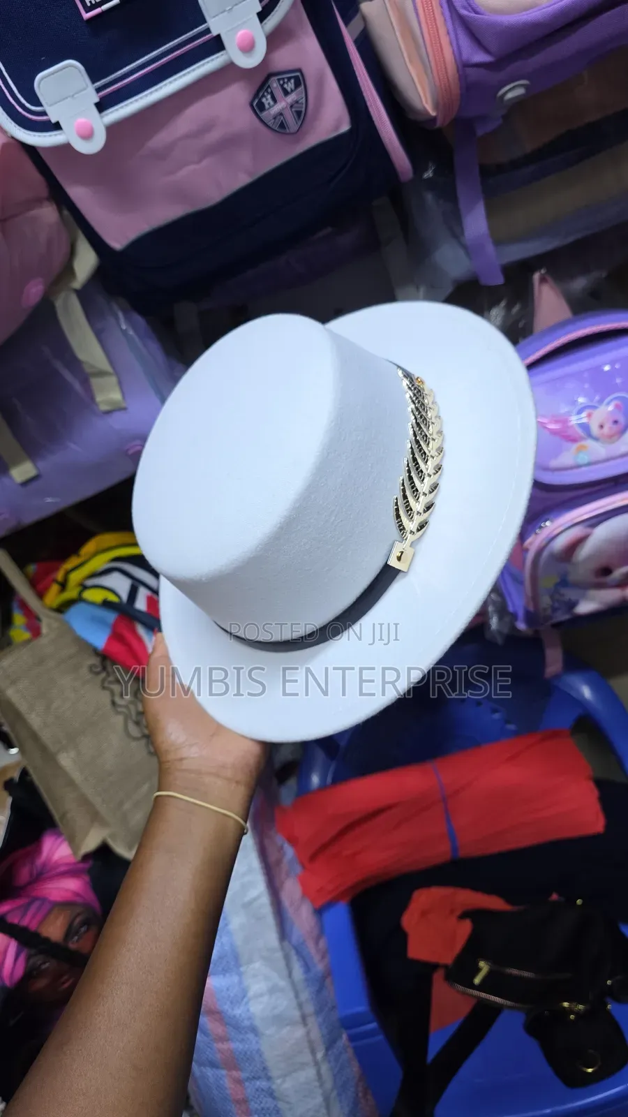 White Stylish Flat Top Fedora Hat