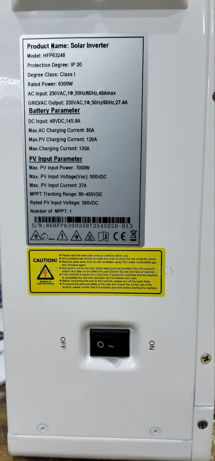Smart 6.3kva - 48v Golden Solar MPPT 120a - 500 Voc Hybrid Inverter
