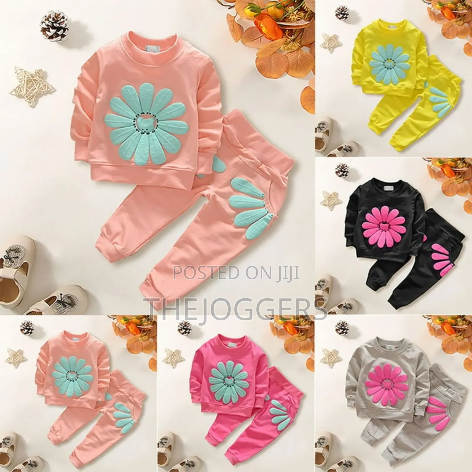 2pc Baby Girls Sunflower Clothes Set Long Sleeve Top and Pants Outfits
