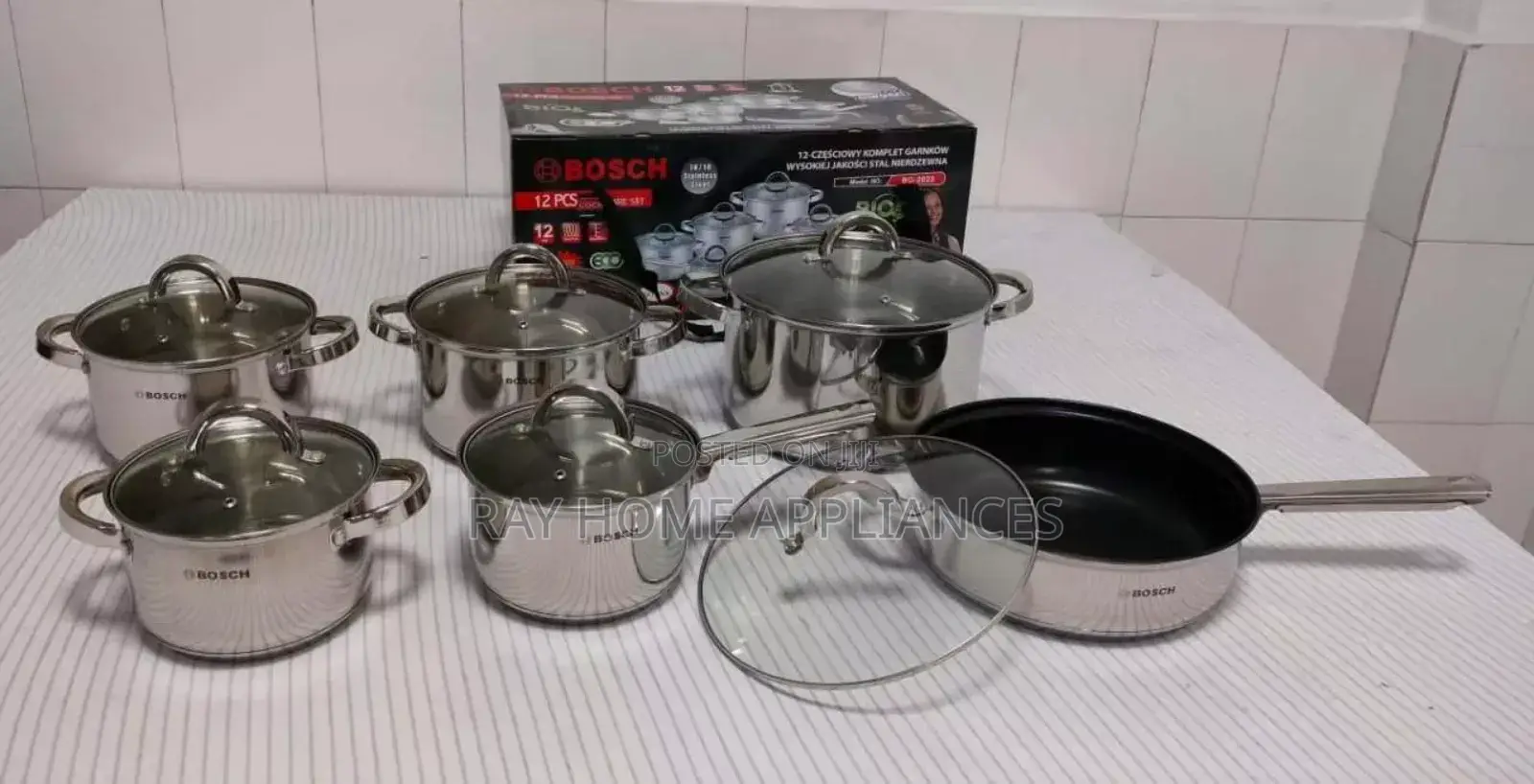 12pieces Bosch Stainless Steel Cookware Induction Enabled