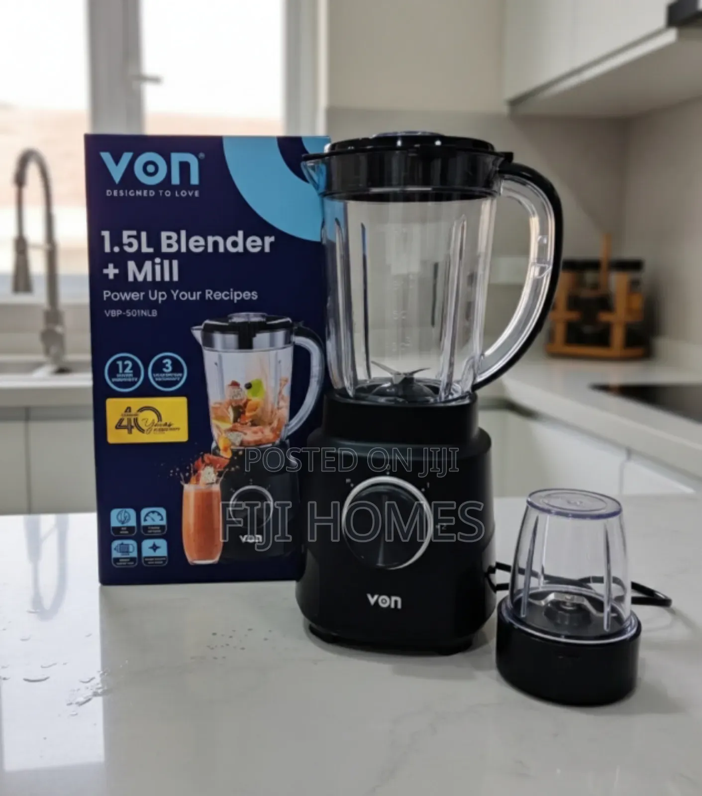 Von 1.5l Blender + Grinder | 500w 2-in-1 Electric Blender