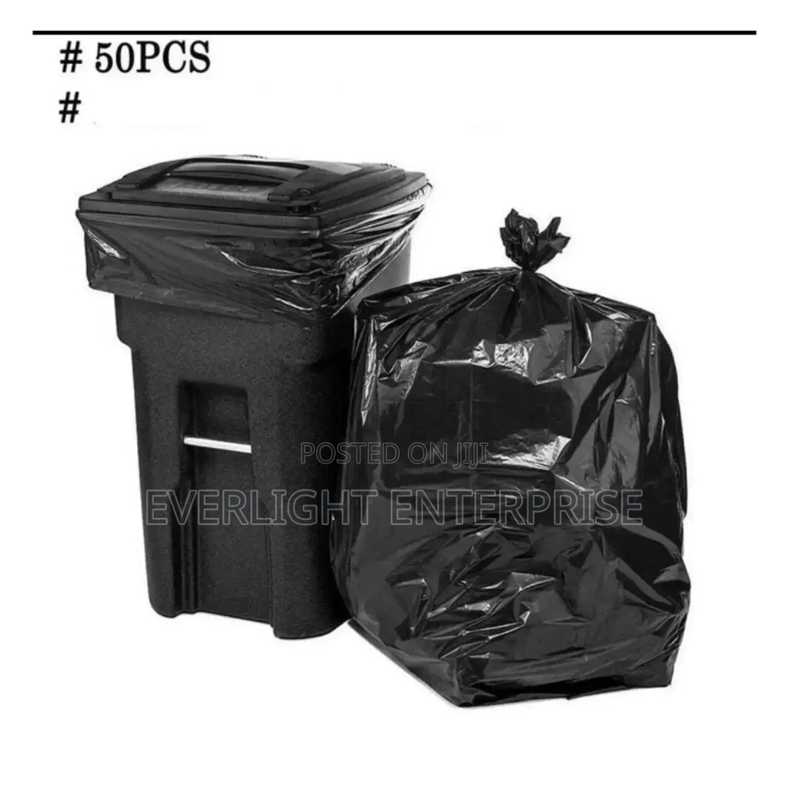 50 Pcs Garbage Bags For Trash Bins 60 By 80cm