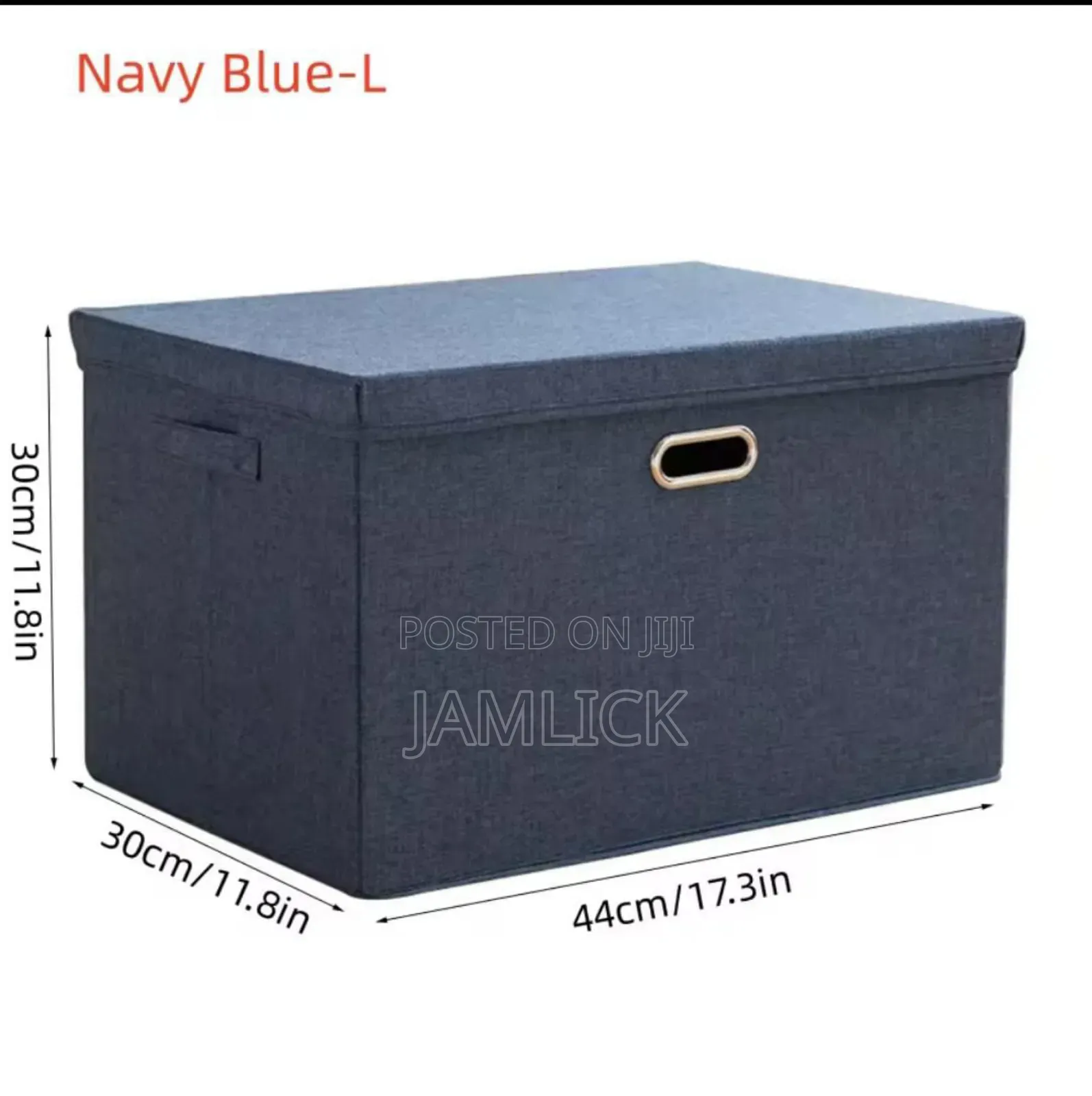 Foldable Storage Box With Lid – Cream, Grey Blue –Bz