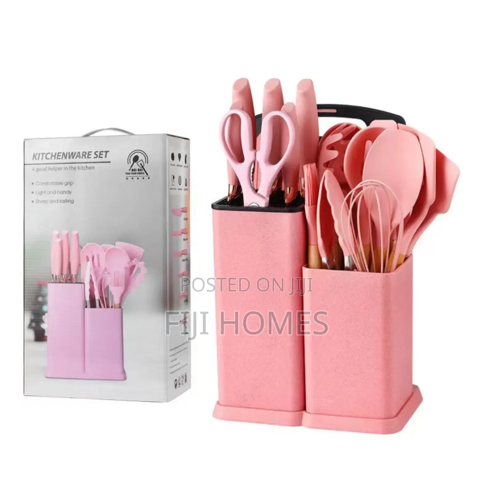 19-Piece Executive Silicone Kitchen Utensil Set – Pink