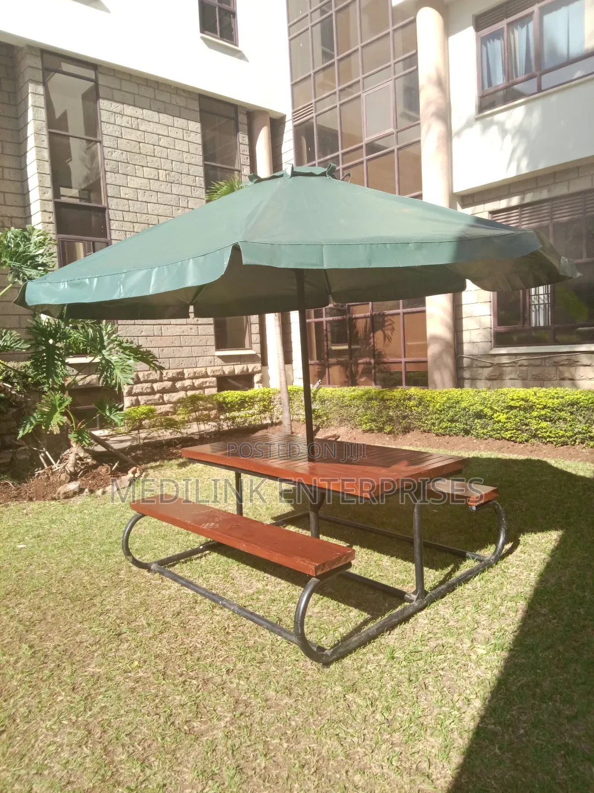 Timber Seat Wooden Metallic Garden Outdoor Umbrella Benches