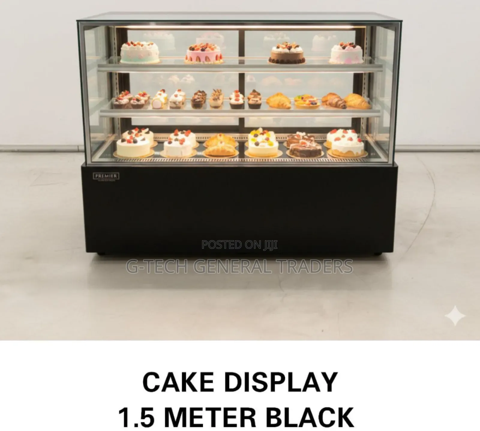 Premier Commercial Cake Display Chiller – 1.5 Meter Black