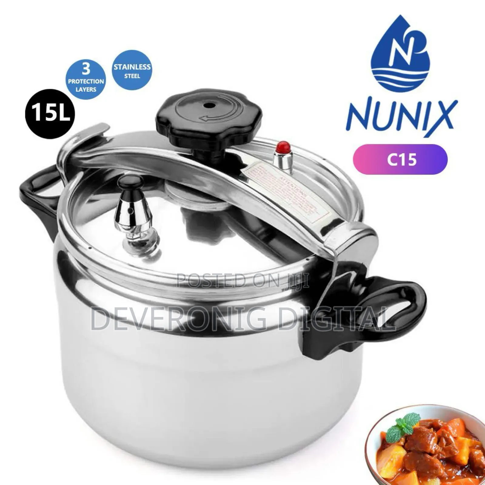 15litres Nunix Manual Pressure Cooker