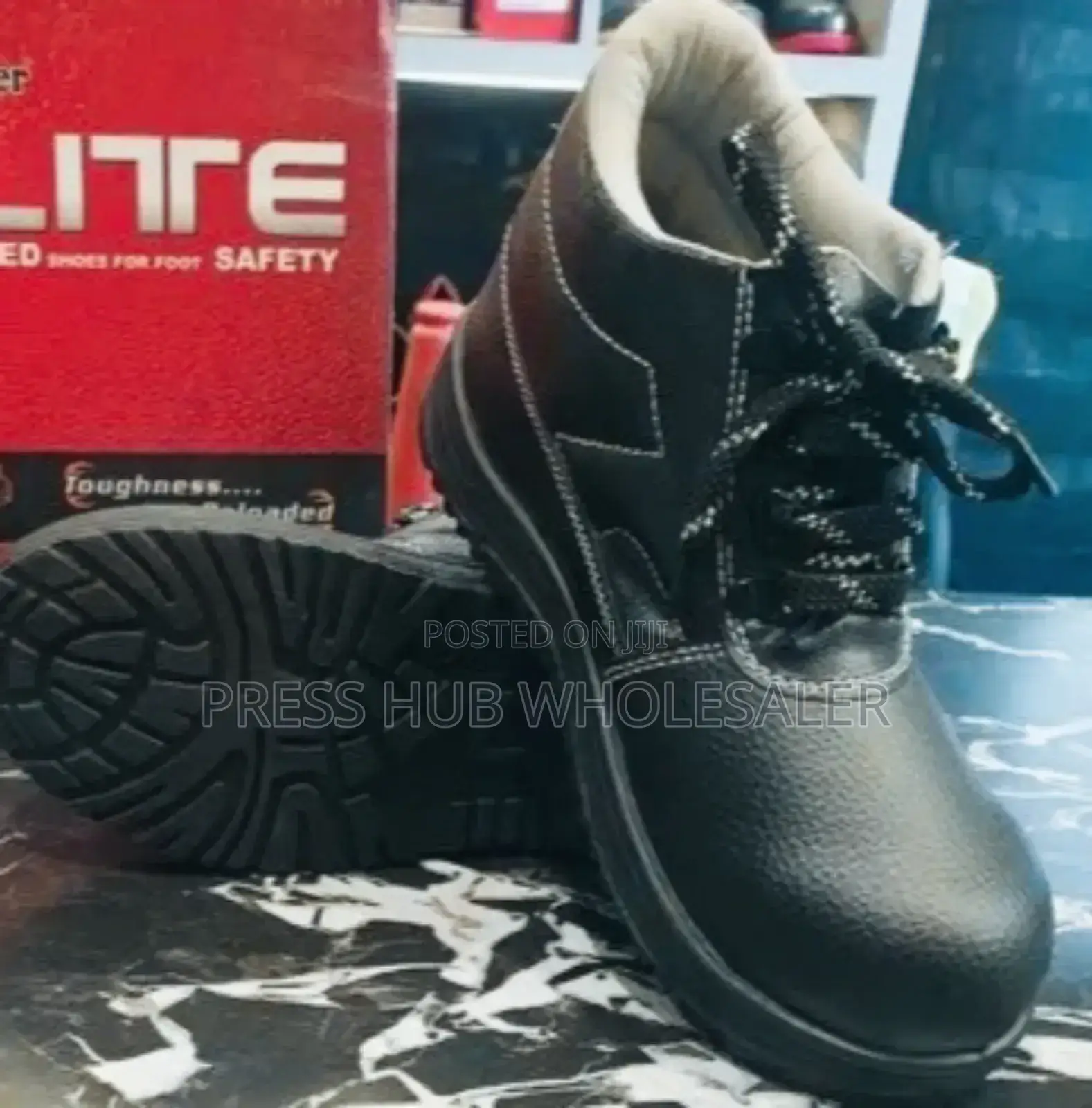 Black, High-cut Safety Work Boot.