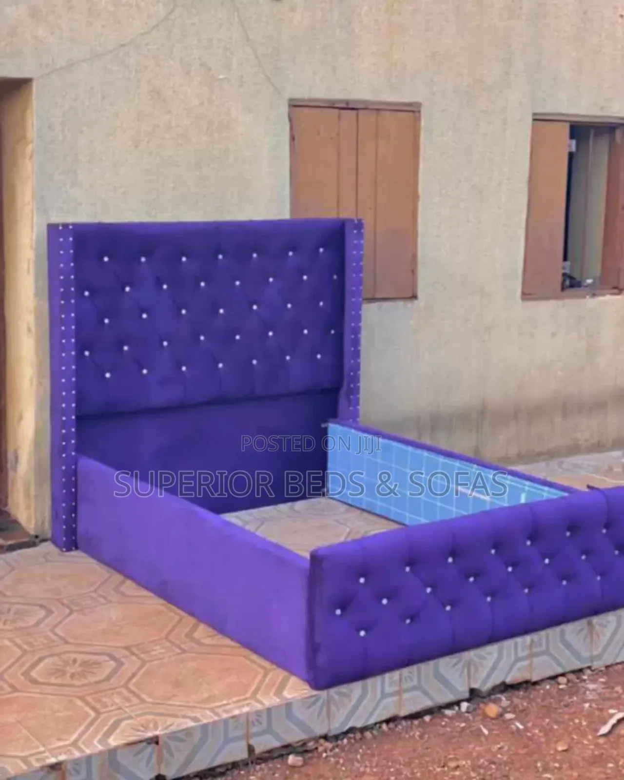 Purple Tufted 5 by 6 Bed