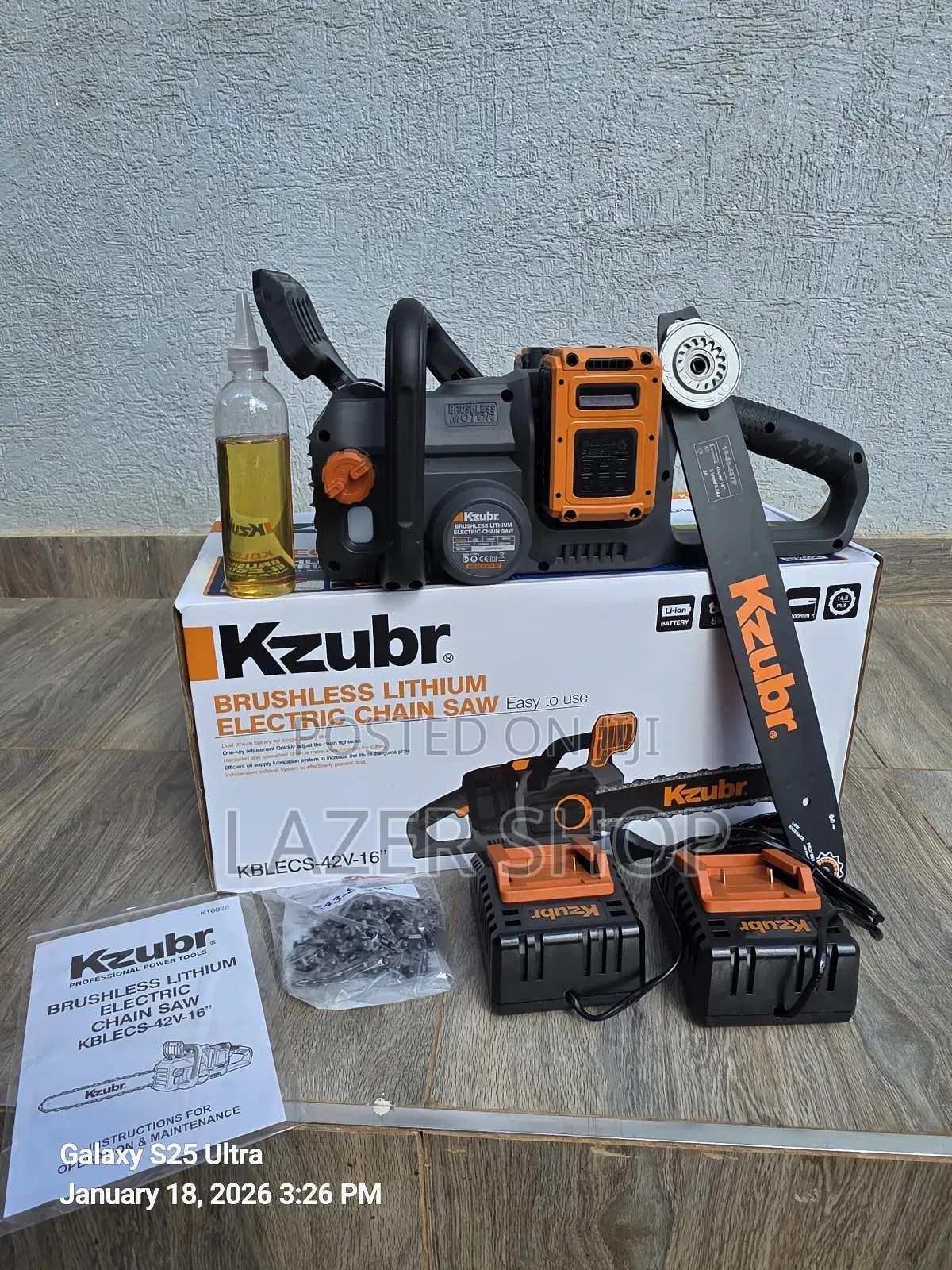 Kzubr Cordless  Chainsaw 
2 Batteries 4.0ah
2chargers