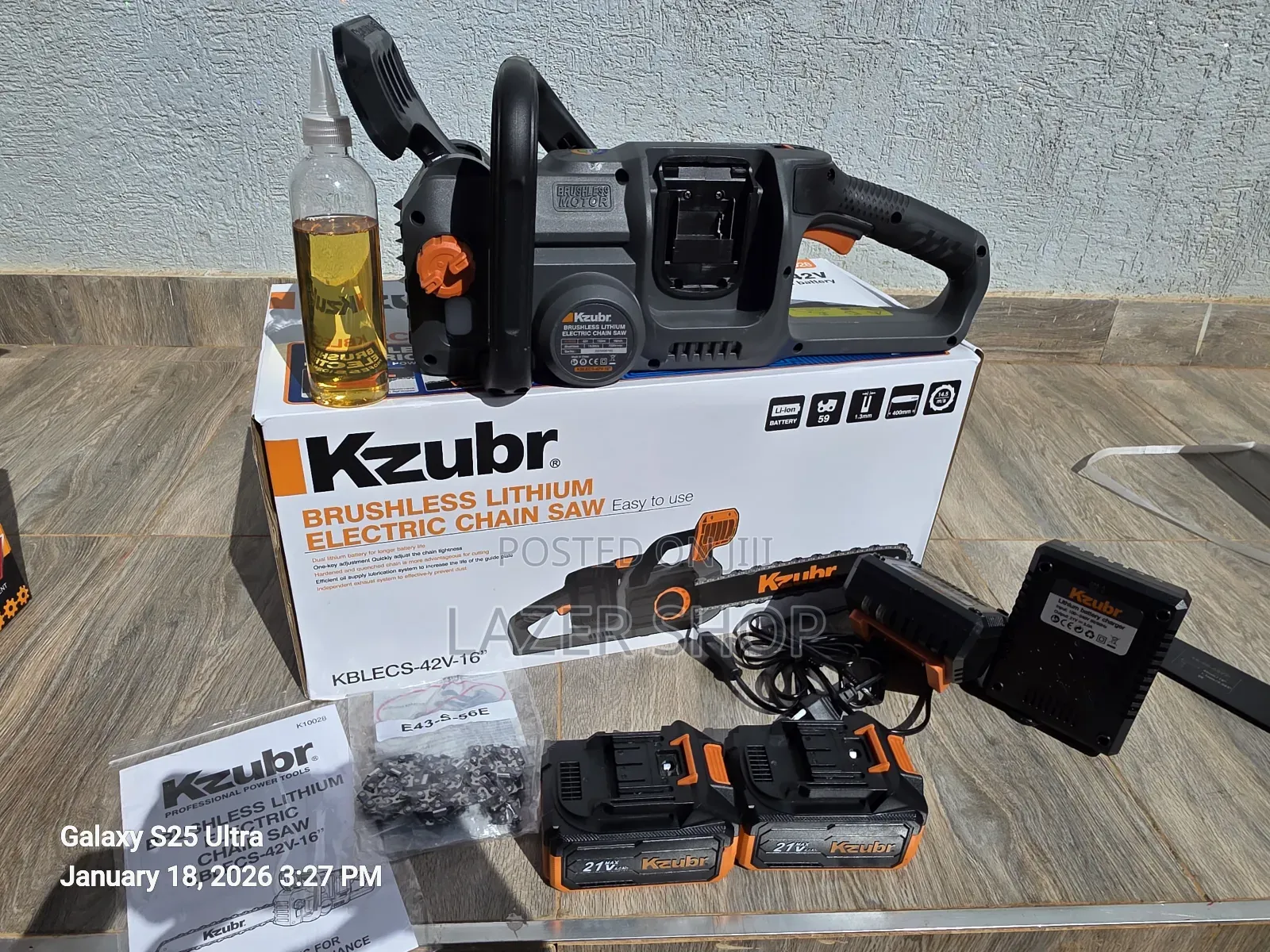Kzubr Cordless  Chainsaw 
2 Batteries 4.0ah
2chargers
