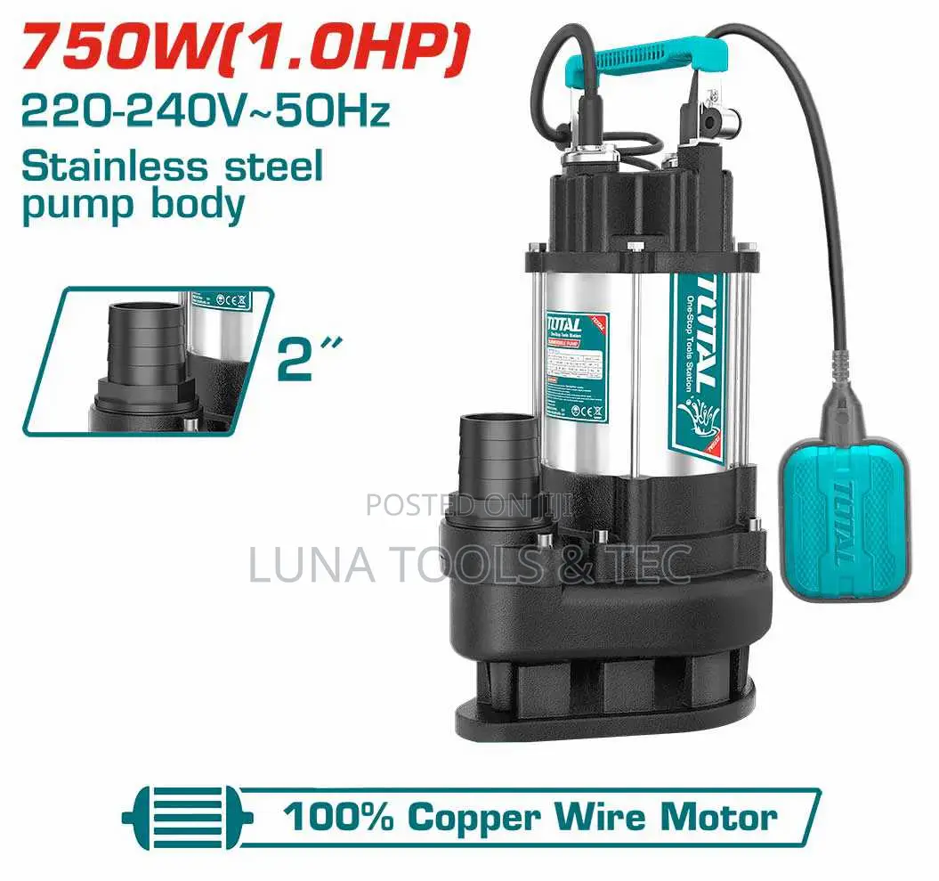 Total Twp775016 Sewage Submersible Pump 750w(1.0hp)
Max.Head:13m