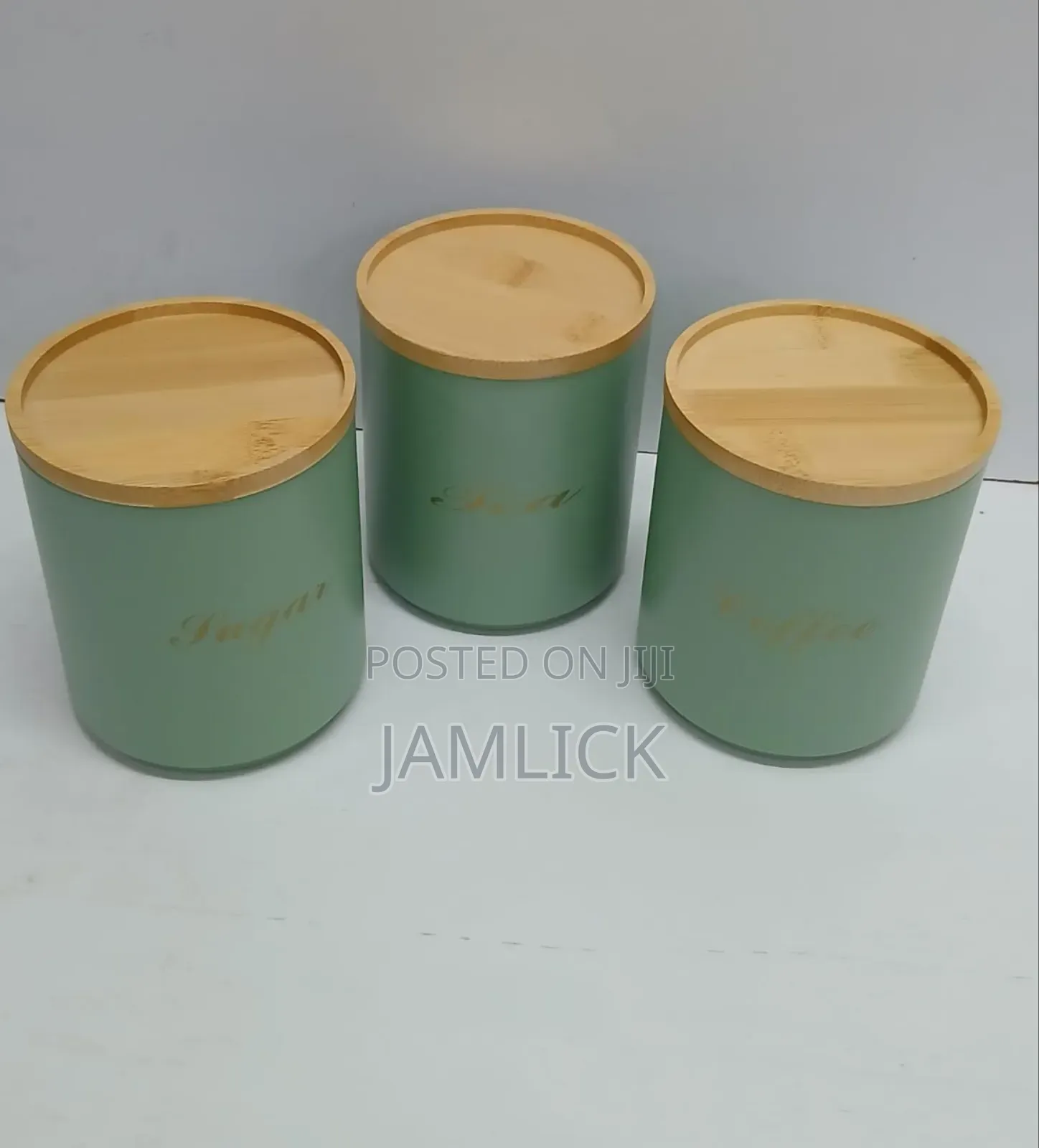 Tea, Coffee Sugar Canister Set With Bamboo Lid - Bz