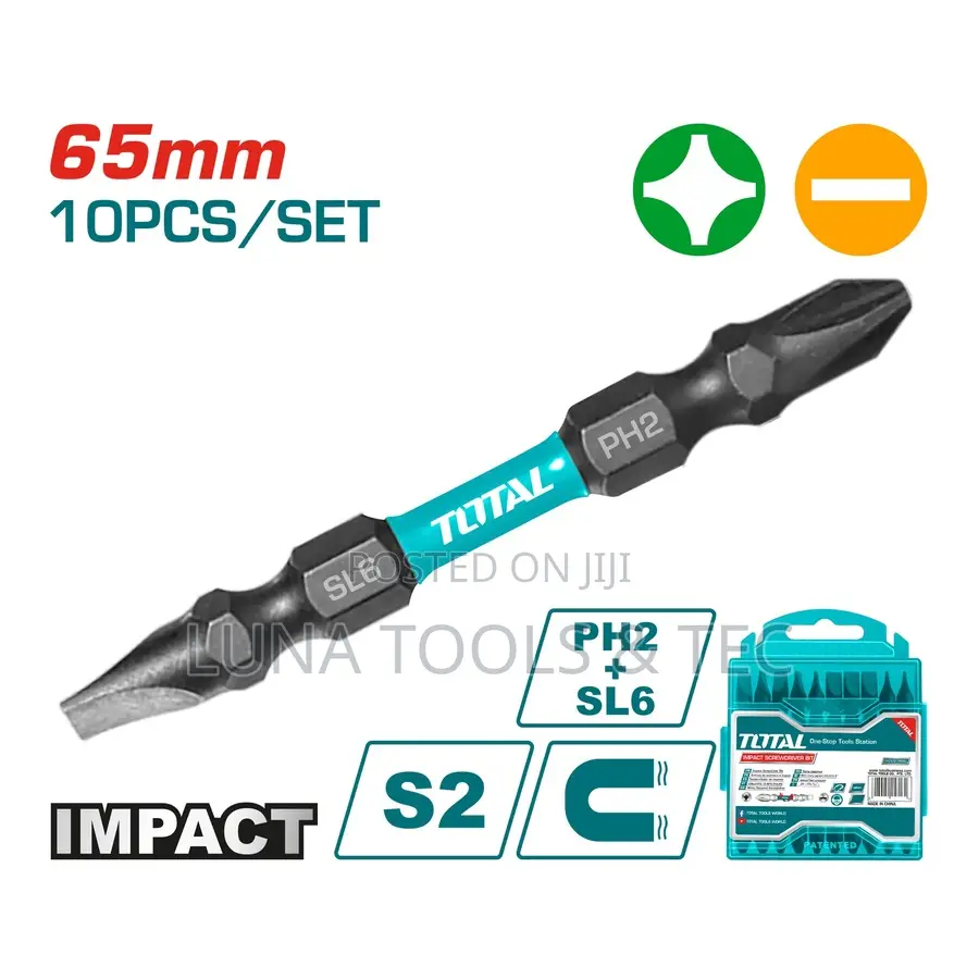 Total Impact Screwdriver Bit
Ph2+Sl6.0*1.0 65mm
10pcs/Set