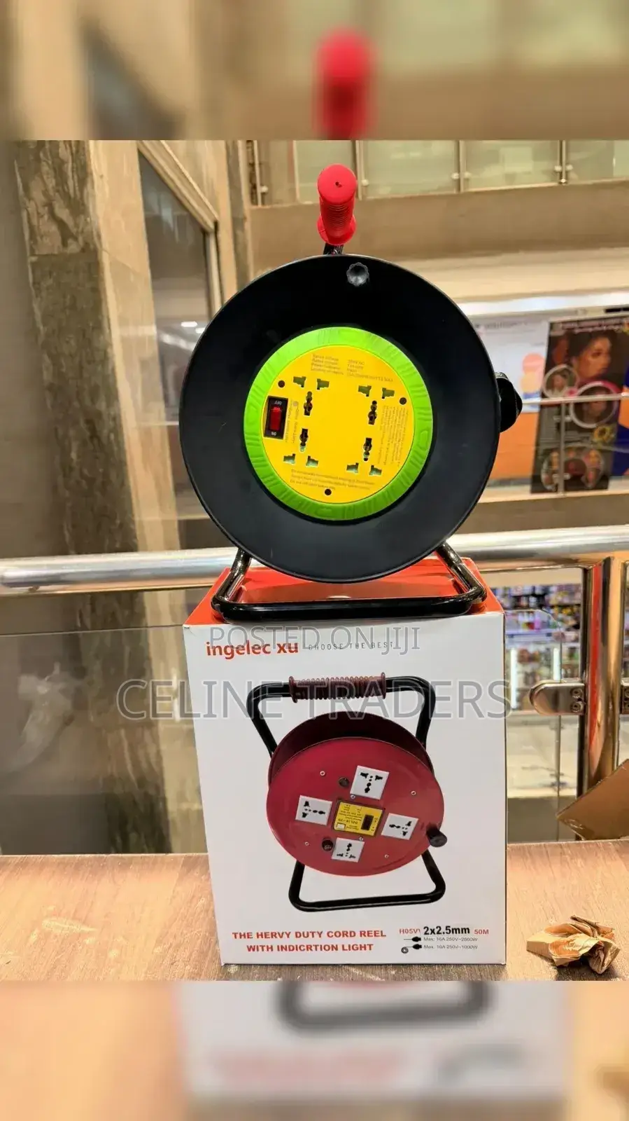 Ingelec Xu Heavy-Duty Cable Extension Reel With an Indication Light.