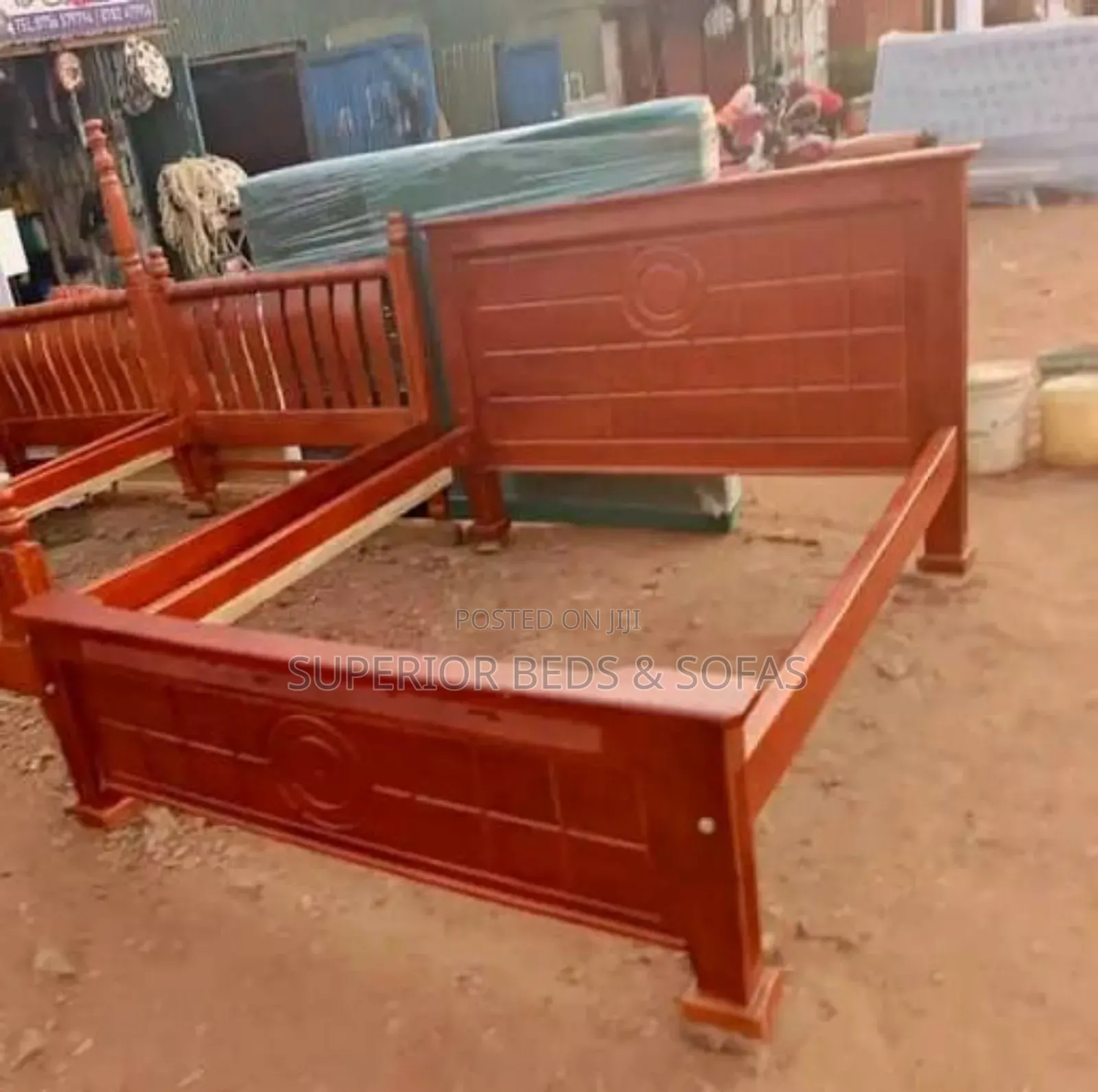 Polished Wooden Panel Bed