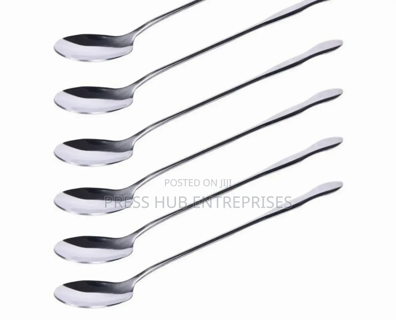 Set of Six Stainless Steel Long-Handled Iced Tea Spoons" 