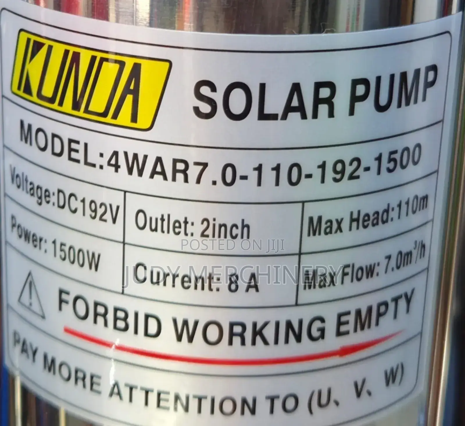 Solar Pump 1500w Max Head 110 Meters