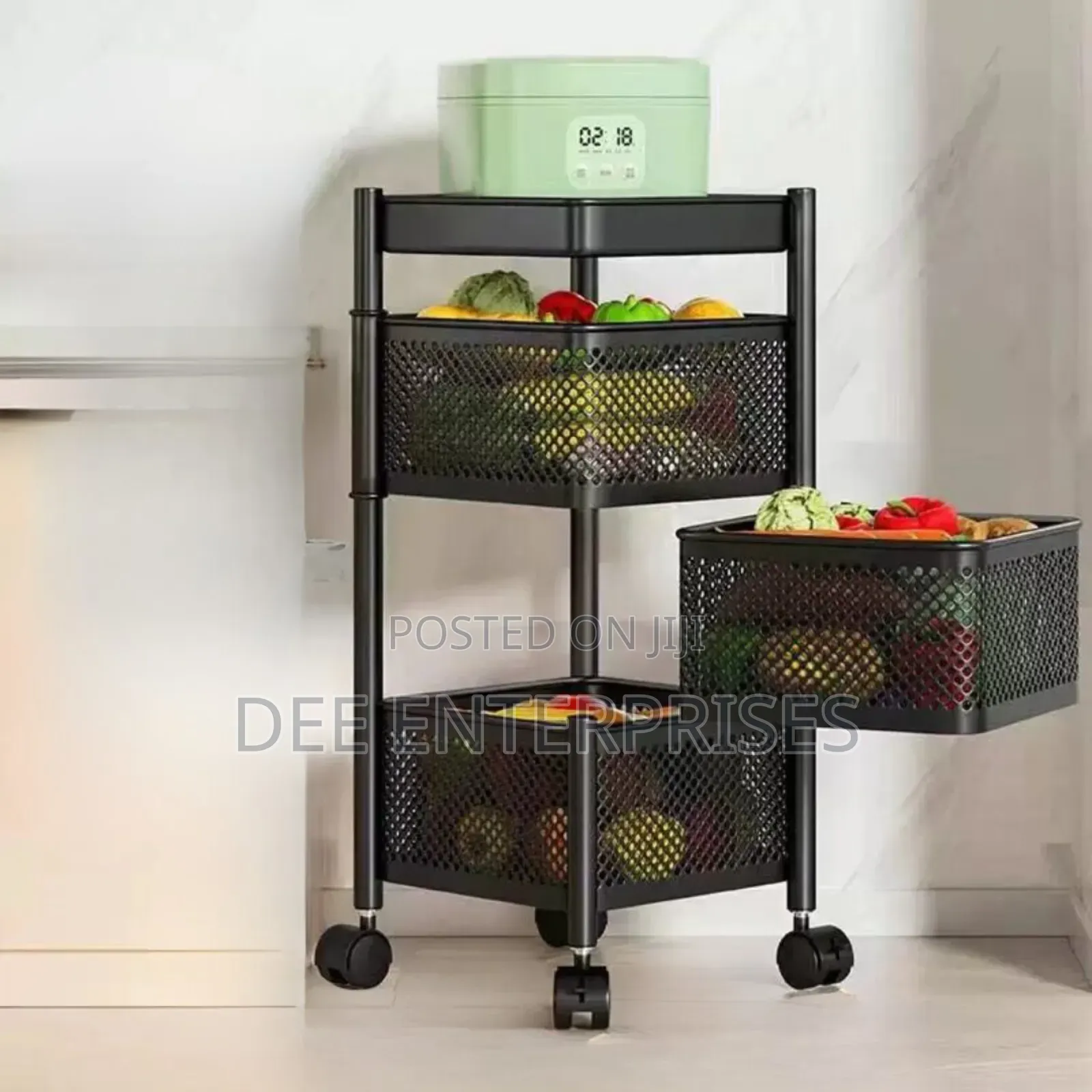 3 Tier Square Design Rotating Fruit Vegetable Rack