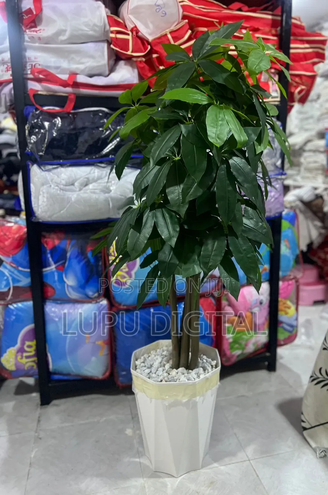 180cm Artificial Mango Plant With Decorative Plastic Vase Pebbles