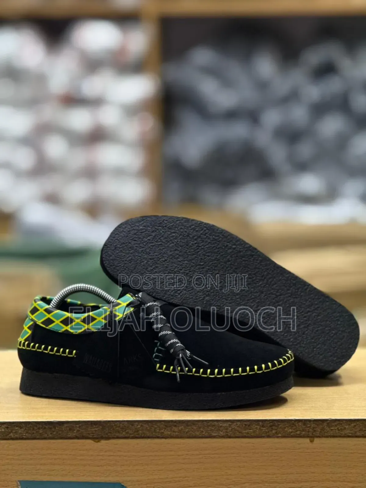 Clarks Wallabees Low X Jamaica Black Suede Shoes.