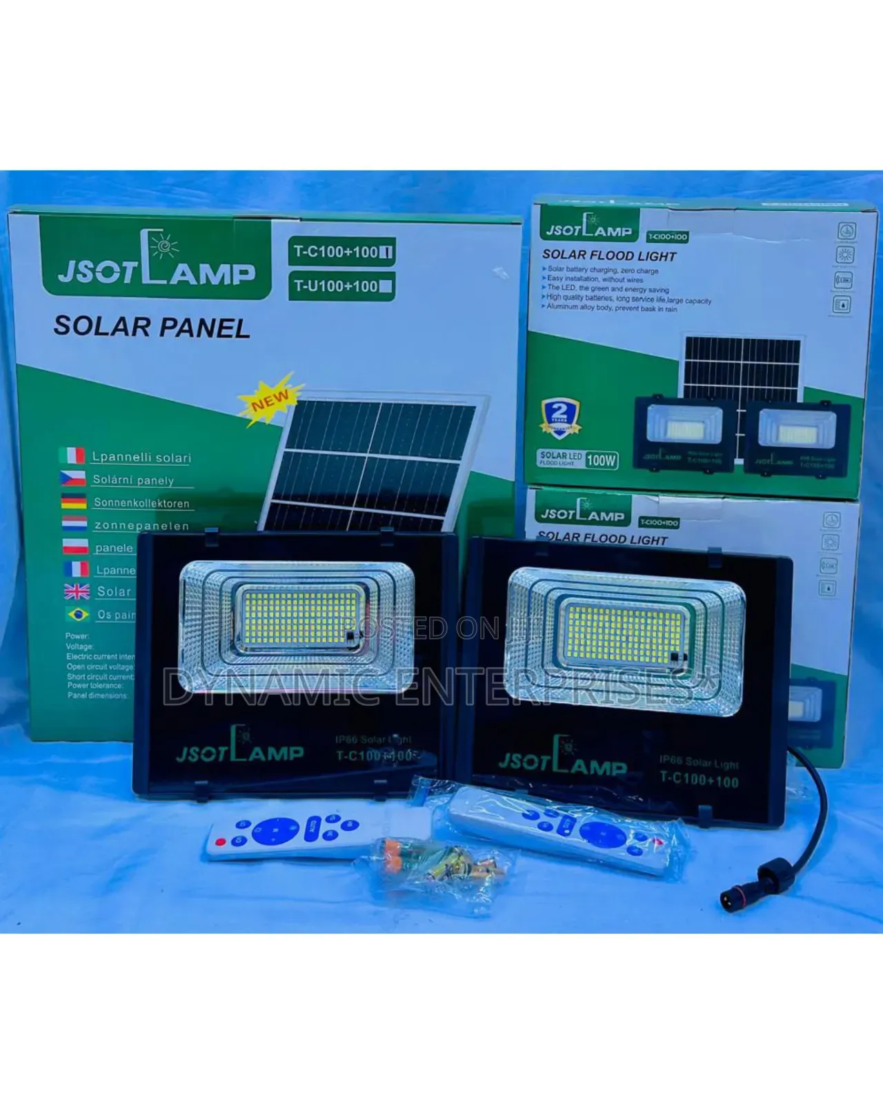 100 Watts 2-in-1 Solar Flood Light Set