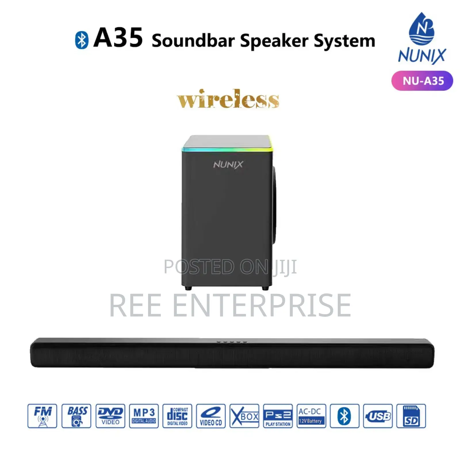 *Nunix A35 *Soundbar* Wireless Speaker System