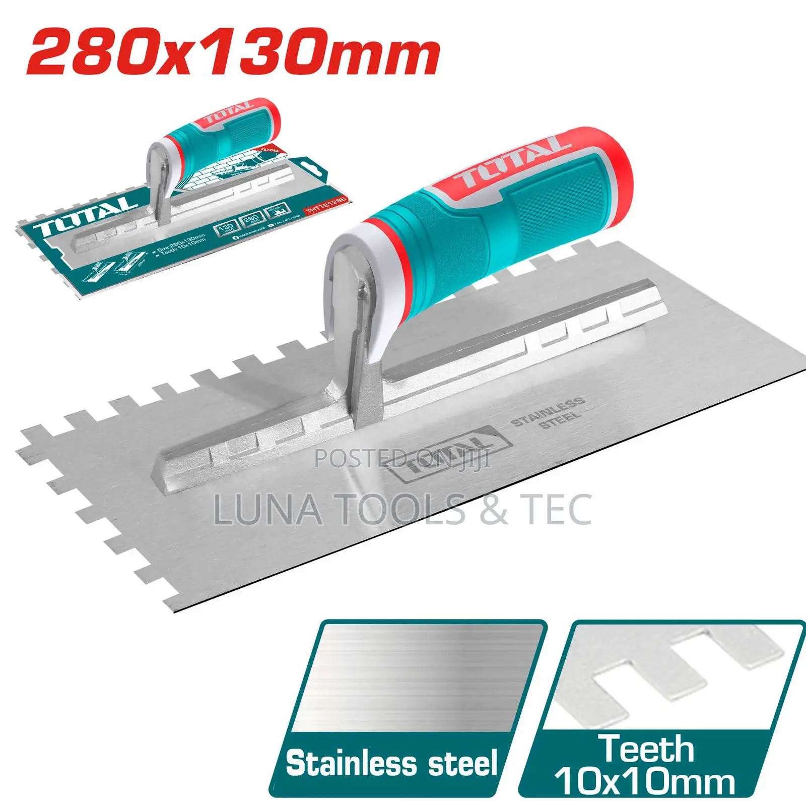 Total Thtt81286plastering Trowel With Teeth Size:280x130mm