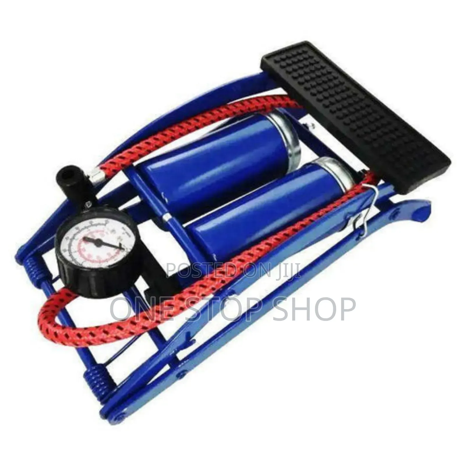 Metallic Dual Cylinder Foot Pump With Ball/Bike Adaptors