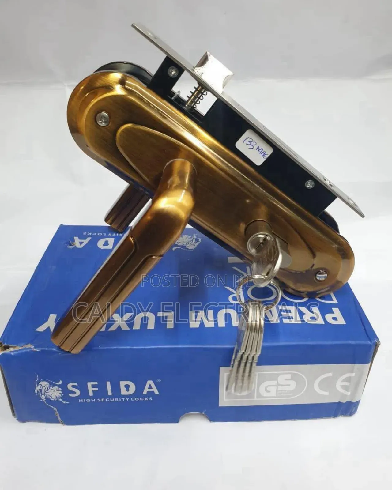 Sfida High-Security Door Lock Set in an Antique Brass Finish