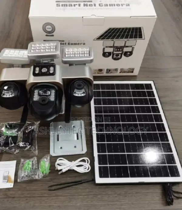 Triple Lens 4g Solar PTZ Camera Solar Light 4g 4mp Triple Lens (Three)