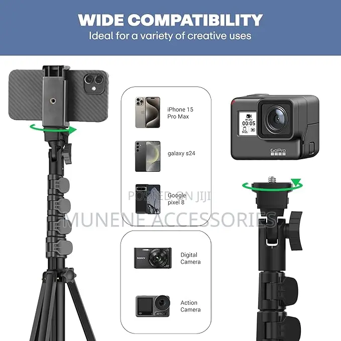 1.6m Tripod Stand With Mobile Phone Holder Heavy Duty For Camera Light