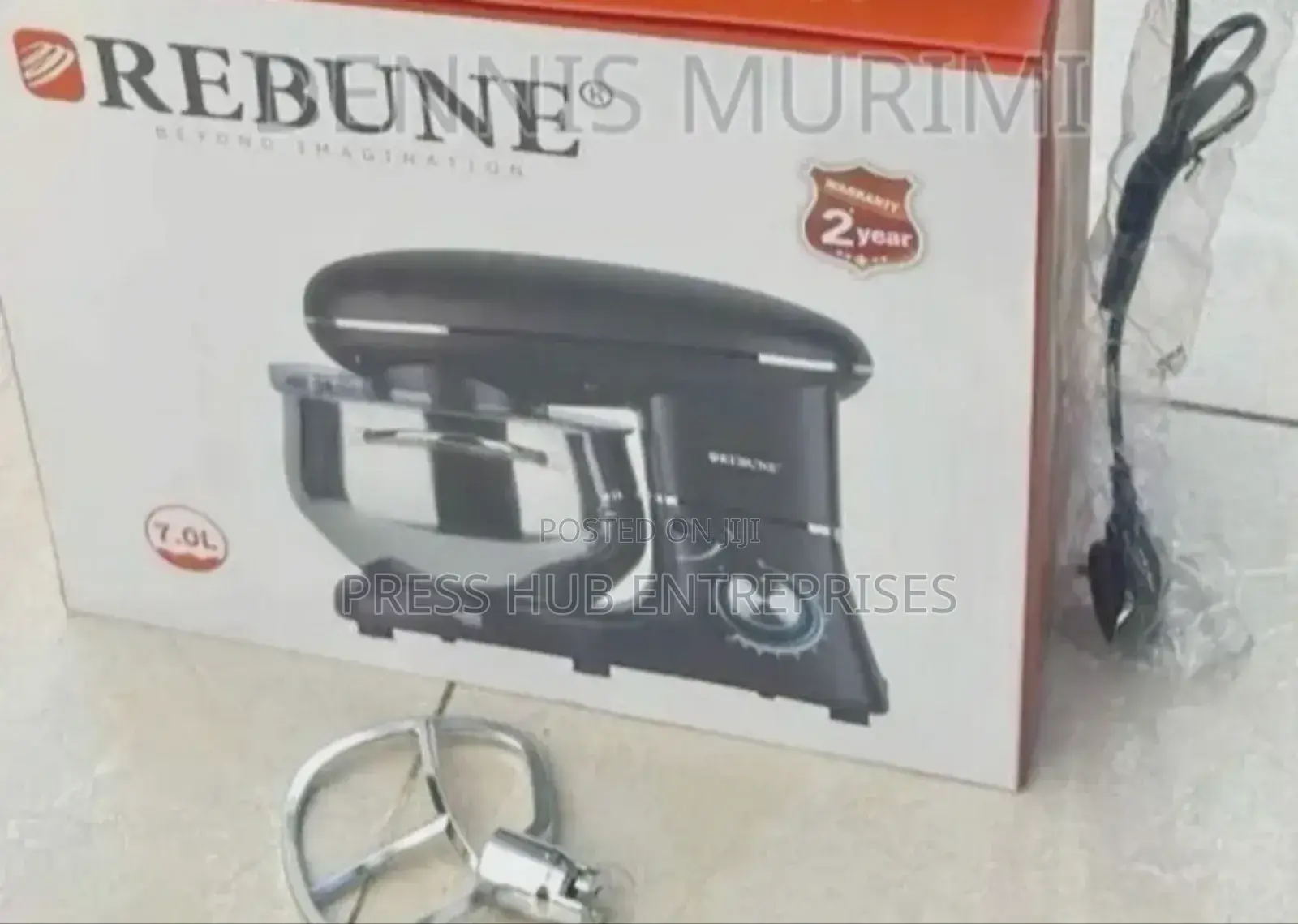 Rebune Electric Stand Food Mixer (Re-2-067) in Black/Silver.
