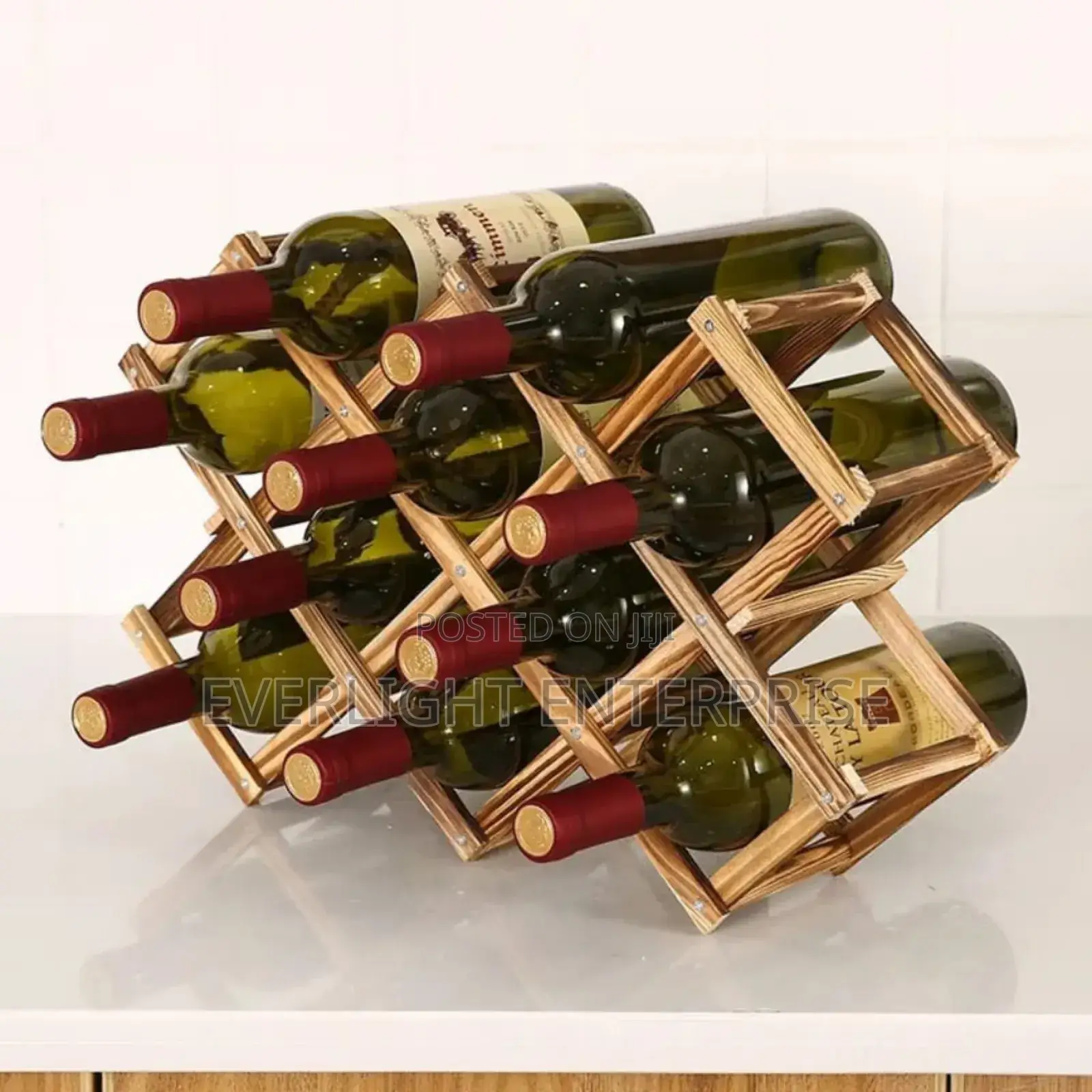 Foldable 10 Slot Wooden Wine Bottle Rack