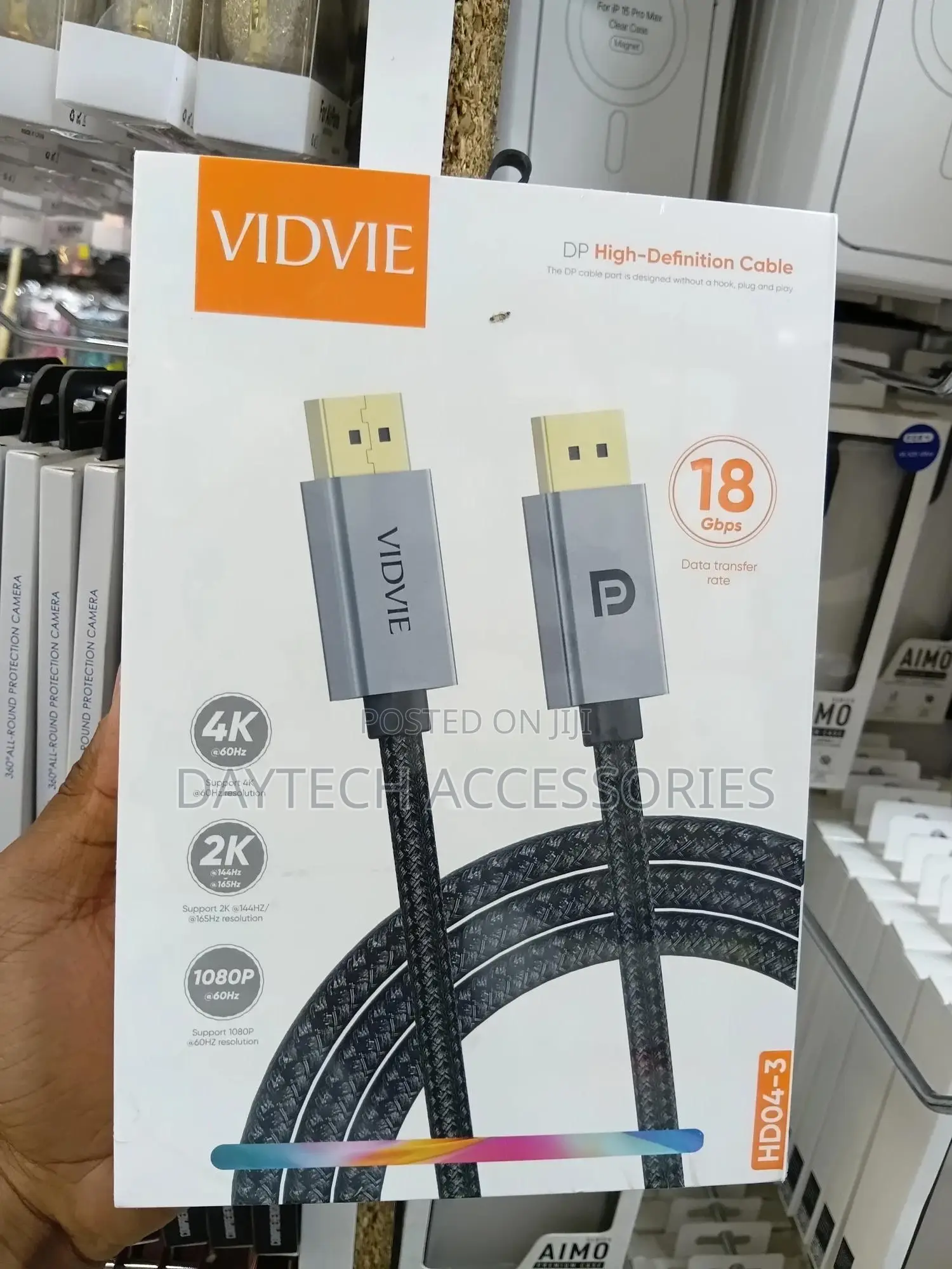 Vidvie Dp to Dp Cable 18gbps High Speed Displayport 1.4 Cord