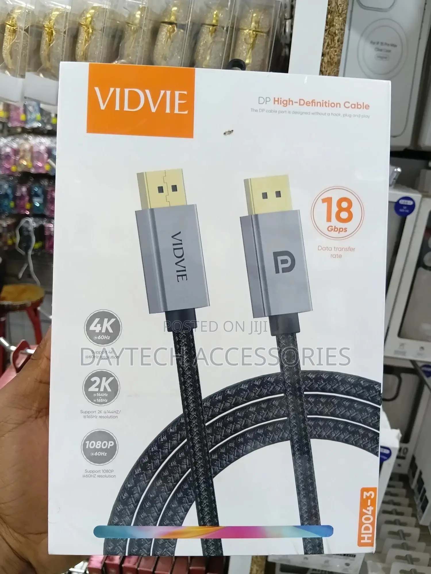 Vidvie Dp to Dp Cable 18gbps High Speed Displayport 1.4 Cord