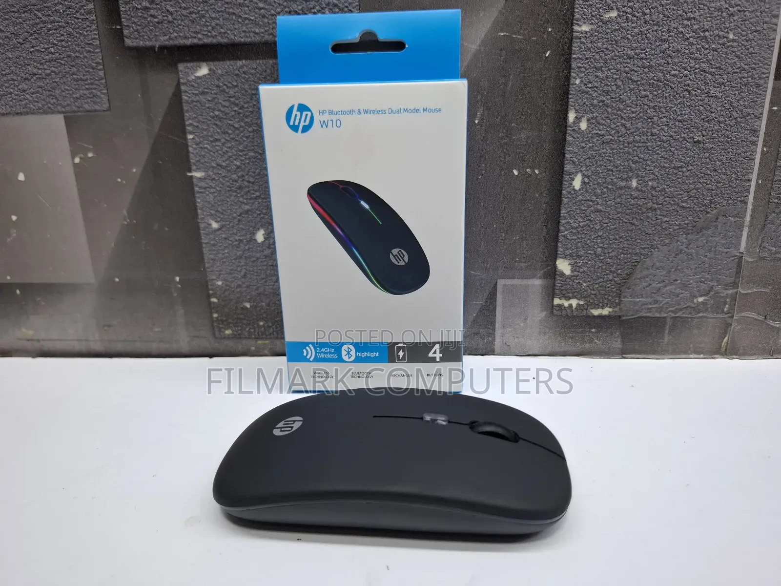 Hp Bluetooth And Wireless Dual Model Mouse W10 Rechargeable Mouse