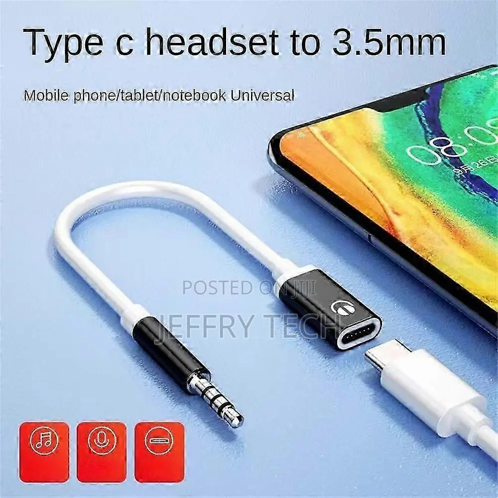 3.5mm Male to Type-C Female Headphone Converter Flat Adapter Analog Ro