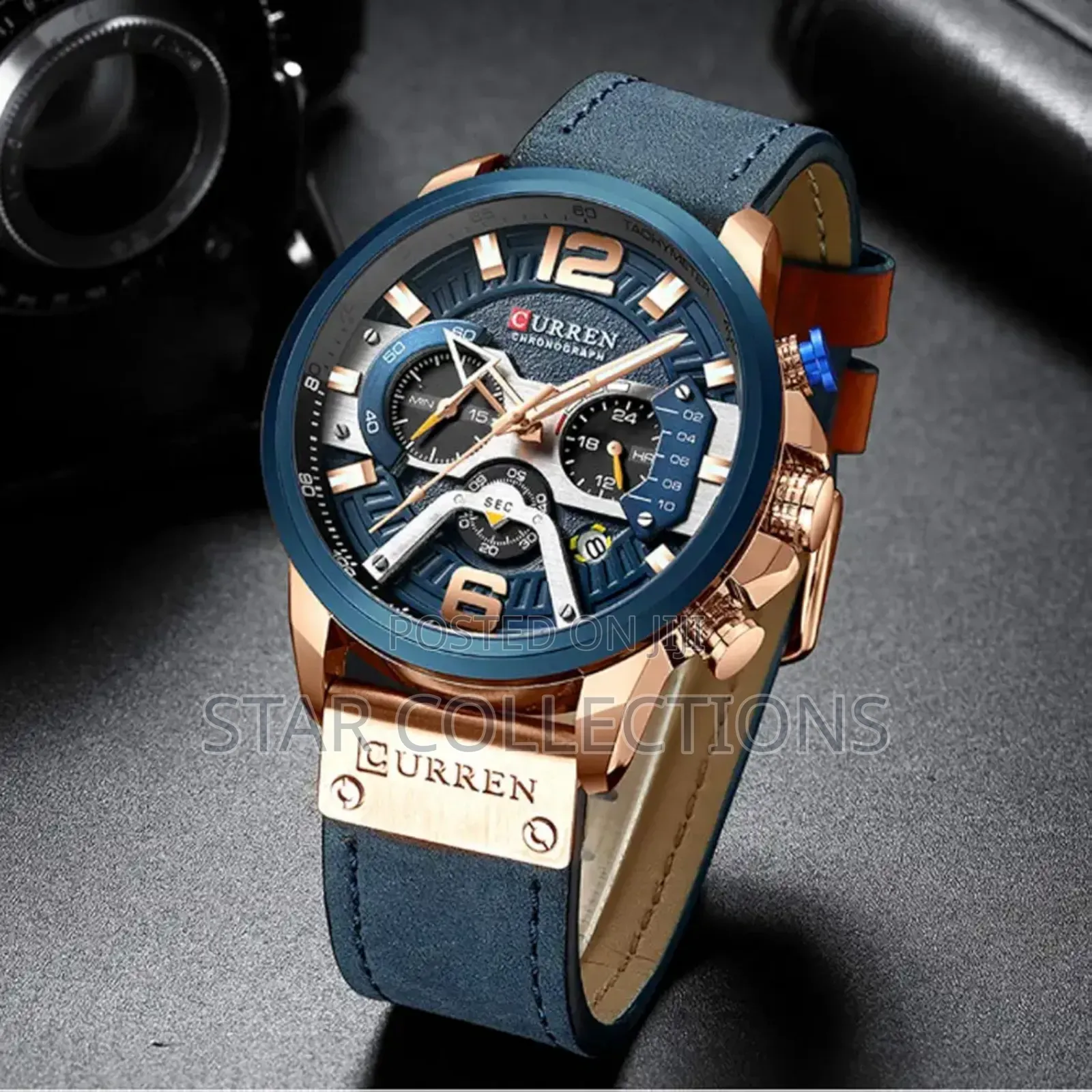 Blue Pure Leather Curren Watch for Men
